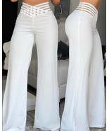 Elegant Crisscross Sheer Mesh Patch Casual High Waist Flared Pants - $29.95