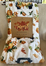 NWT Fall Harvest Thanksgiving 50x70 Plush Throw Blanket Pumpkins Gourds Truck - £19.97 GBP