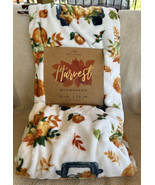 NWT Fall Harvest Thanksgiving 50x70 Plush Throw Blanket Pumpkins Gourds ... - £19.95 GBP