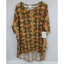 NWT Lularoe Irma Tunic Green With Pink Floral Design Size XL - £12.23 GBP