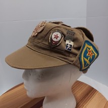 Russian Ussr Soviet Union Vintage Military Hat Lots Of Pins Patches Cold War - £28.23 GBP