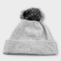 UNIQLO 100% cashmere gray pom beanie knit winter hat - £18.68 GBP