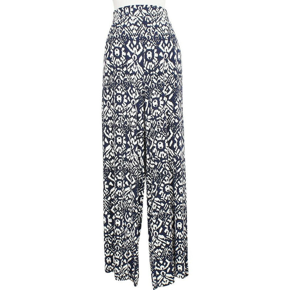 RALPH LAUREN Blue White Ikat Stretch Viscose Jersey Wide Pants 3X - $69.99