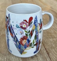 Anthropologie LETTER M  Mug Starla M. Halfmann Coffee Tea Home Flowers Gift - £30.66 GBP