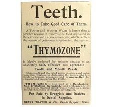 Thayer&#39;s Thymozone Medical 1894 Advertisement Victorian Medical Teeth ADBN1hh - £7.81 GBP