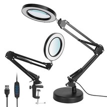 [Pack of 2] 2-in-1 LED Magnifier Desk Lamp 8x Magnifying Glass with Light Swi... - £49.97 GBP