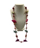 Safari Necklace Beaded Wood Vintage Colorful Boho Tribal Elephants Rhino... - £14.13 GBP