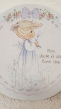 1992 Precious Moments "Mom You're a Wish Come True" 4" Decorative Plate To/From - $4.95