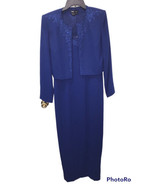 Vintage Rimini By Shaw 2 Piece Long Dress Gown size 10 W/ Jacket Blue Em... - £71.00 GBP