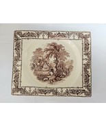 1940 Royal Staffordshire Rural Scenes Biarritz Brown Square Salad Plate ... - $746.75 MXN