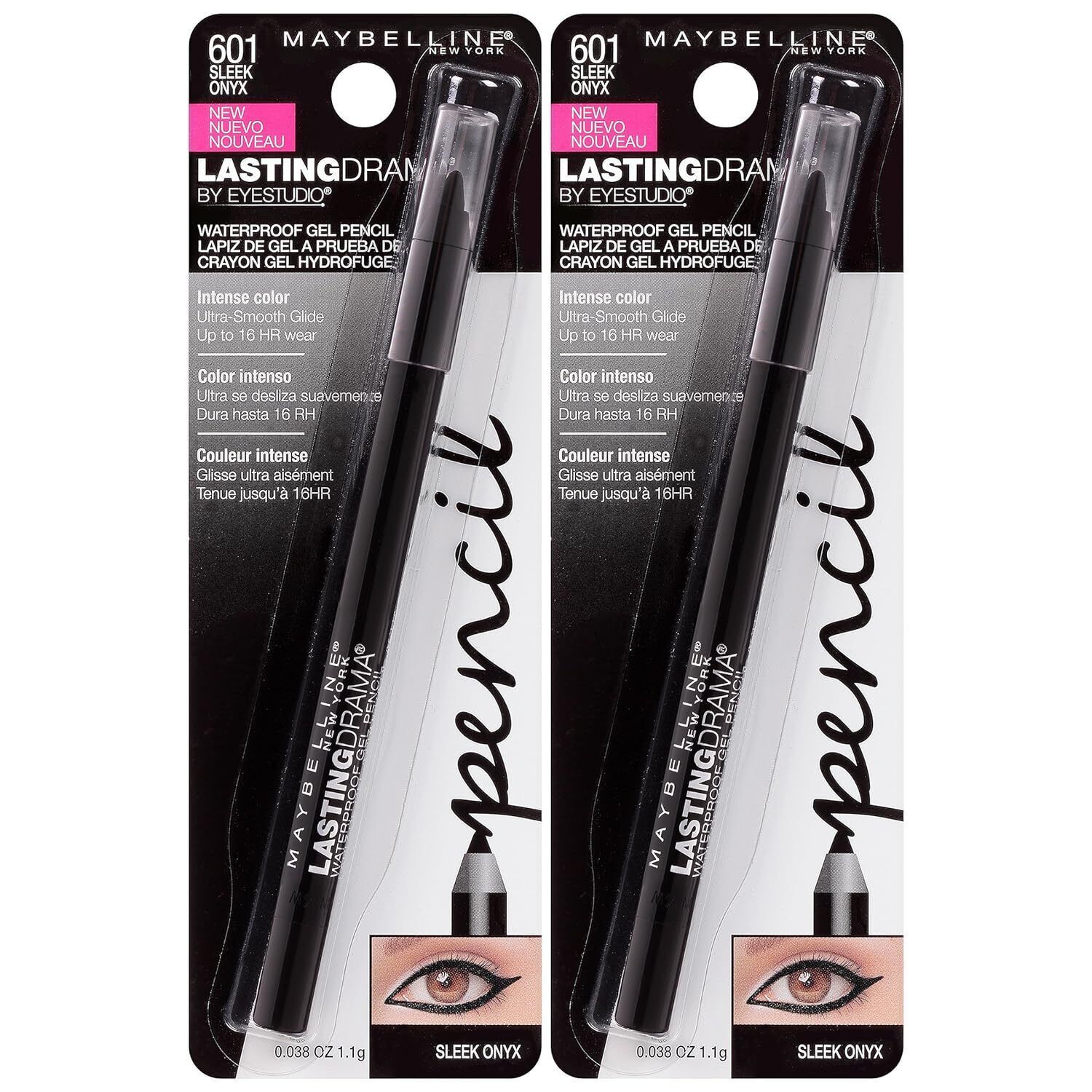 Maybelline New York Eyestudio Lasting Drama Waterproof Gel Pencil Makeup, Sleek - $25.69