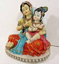 Vintage Krishna Culture 6&quot; Mother Yashoda Feeding her boy Krishna Figurine - $9.85