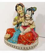 Vintage Krishna Culture 6&quot; Mother Yashoda Feeding her boy Krishna Figurine - £7.82 GBP