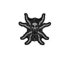 Reflective SPIDERWEB SKULL 3-3/8&quot; iron on patch (6210) Biker (A13) - £9.58 GBP