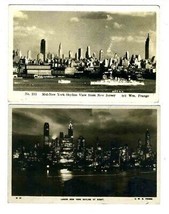 New York Skyline Real Photo Postcards Day and Night 1931 - £14.03 GBP