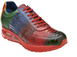 Mens Belvedere George Sneaker Multi Color Ostrich Hand Painted Shoes E16 - £450.91 GBP