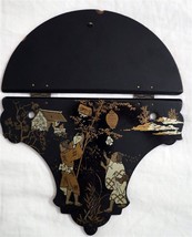 Victorian c1890 Japanese Black and Gilt Lacquered 7&quot; x 5&quot; Wall Shelf Nea... - £63.49 GBP