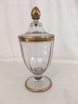 Gold Rim Clear Glass Vintage Candy Jar - £11.67 GBP