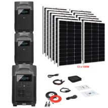 EcoFlow DELTA Pro + Solar Panel 100W Rigid 12 Panels 10800Wh (2 Extra Batteries) - £5,772.40 GBP