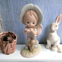 Beautiful LEFTON China Figurine . HOBOS  Little boy with bunny #03217 5&quot;... - $9.01