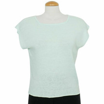 Eileen Fisher Aurora Green Organic Fine Gauge Knit Crop Sweater Top Ps - $89.99