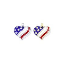 Gold Silver CZ Enamel Flag Color Heart Charm Pendant,Sku#LX868 - £3.91 GBP