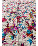 Indian Handmade Cotton Queen floral Kantha Quilt Bedding Throw Blanket Q... - £34.61 GBP+