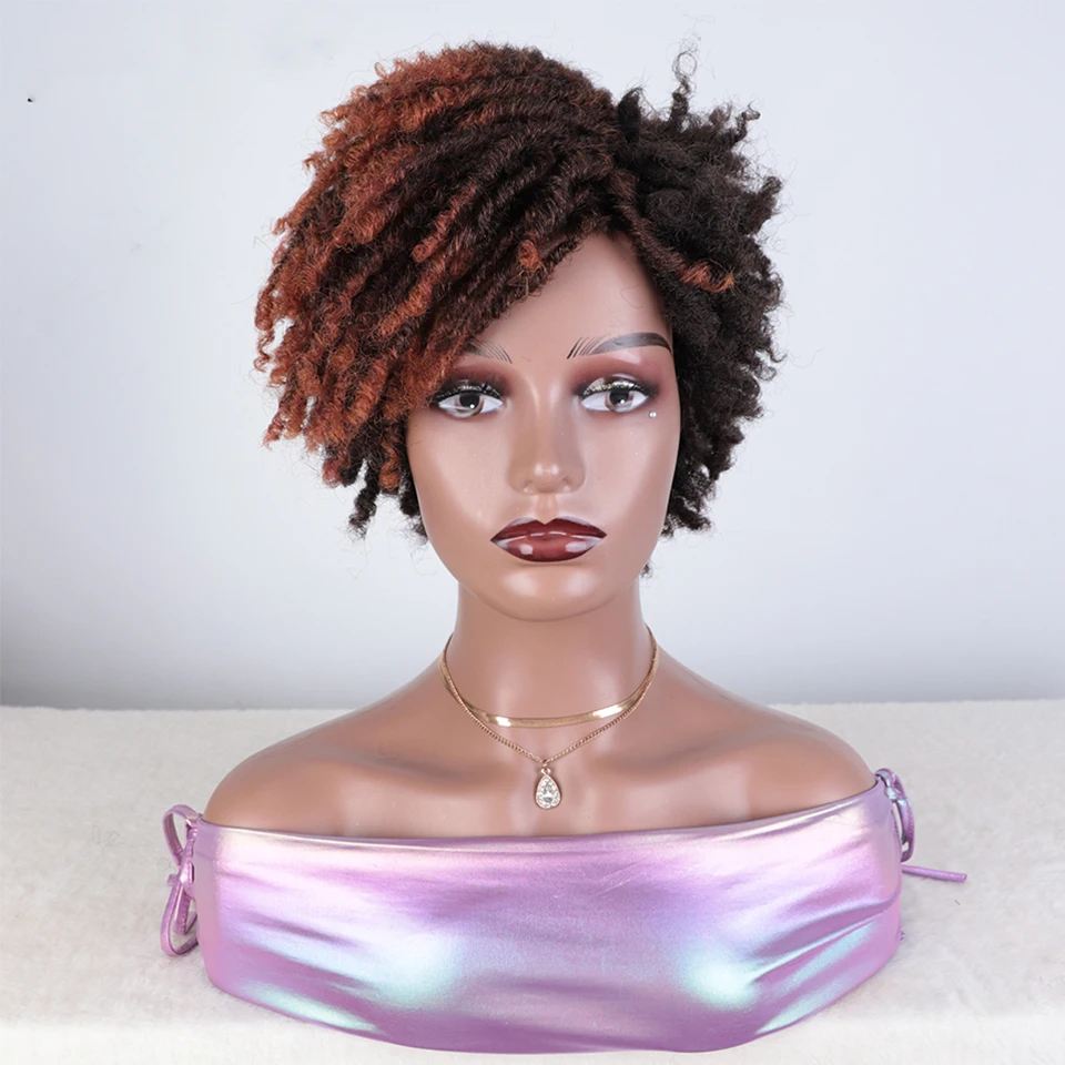 Magic 10 Inches Synthetic  Afro Kinky Curly Wig Short Dreadlock Wig With Ban - £18.21 GBP