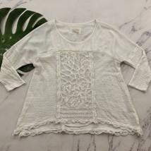 Meadow Rue Anthropologie Crochet Front Blouse Top Size S 3/4 Sleeve Boho Lace - £20.33 GBP