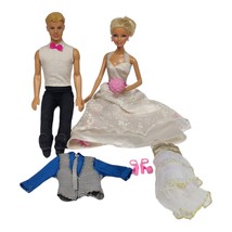Barbie Bride Ken Groom Set Wedding Day Collection Bridal Gown &amp; Accessories - £11.00 GBP