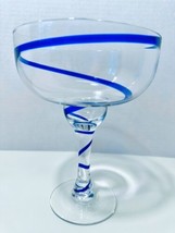 Pier 1 Swirline Cobalt Blue Swirl Mouth Blown Margarita Barware Glass - £9.63 GBP