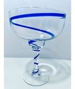 Pier 1 Swirline Cobalt Blue Swirl Mouth Blown Margarita Barware Glass - $11.95