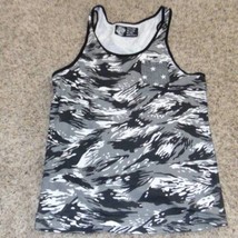 Mens Tank Top Born Fly Gray Black White Camouflage Sleeveless Shirt-sz L - £9.49 GBP