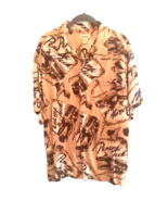 Mens XL Rayon Hawaiian Shirt Brown Panama Jack Rum Sea Shells - £17.21 GBP