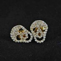 0.50Ct Round Cut VVS1/D Diamond Skull Stud Earrings In 14K Yellow Gold Finish - £69.11 GBP