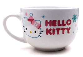 Hello Kitty Mug Cup Christmas Holiday Soup Snowflakes - $27.72