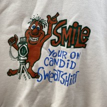 VTG Smile Your On Candid Sweatshirt White Size Large Funny - $13.50