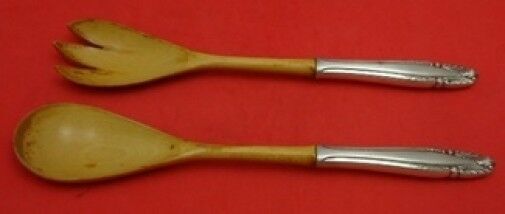 Primary image for Stradivari by Wallace Sterling Silver Salad Serving Set 2pc with Wood 10 1/2"