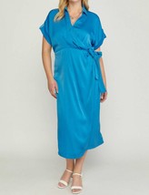 Entro satin wrap dress in Royal Blue - size 1X - £29.54 GBP