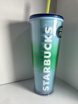 Starbucks 2023 Color Change Tumbler Yellow Blue Green Wave 24oz Venti Cup - £15.56 GBP