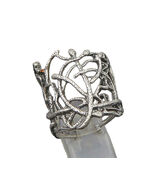 DESIGNER 925 Silver  Vintage Shiny Large Sculpted Band Ring Sz 12  RG23252 - $114.99
