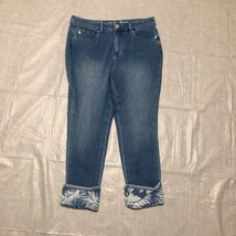 Bell by Kim Gravel Cuffed Crop Pants Womens 6 Blue Stretch Denim Pants - $15.67
