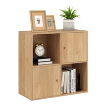 4-Cube Bookcase 3-Tier Bookshelf with Dual Anti-Tipping Kits and 2 Cabin... - $74.45