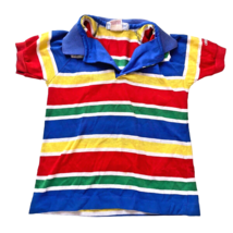 Oshkosh B&#39;Gosh Shirt 1950s 1960s Polo Knit Boys Childrens Size 6 Colorful Stripe - £43.82 GBP