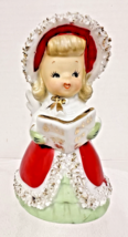 Vintage Lefton Christmas Angel Girl Bell Blonde w Music Book 41/4 Spaghe... - $26.24