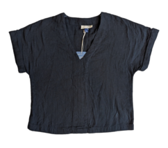 Universal Thread Womens Sz XS Black Guaze Cotton Short Sleeve Blouse Top - £10.65 GBP