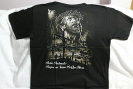 Jesus With Crown Of Thorns Cross Dove Padre Perdonalos Black T-SHIRT Shirt - £8.40 GBP+