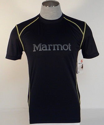 Marmot Ridgeline Graphic Black Short Sleeve Quick Dry Athletic Shirt Mens NWT - $49.99