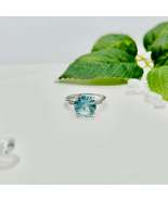 Stonelry Blue Topaz Ring - Round-Cut Solitaire Ring - £149.67 GBP