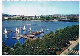 Switzerland Postcard Zurich mit See Sailboats - $2.96